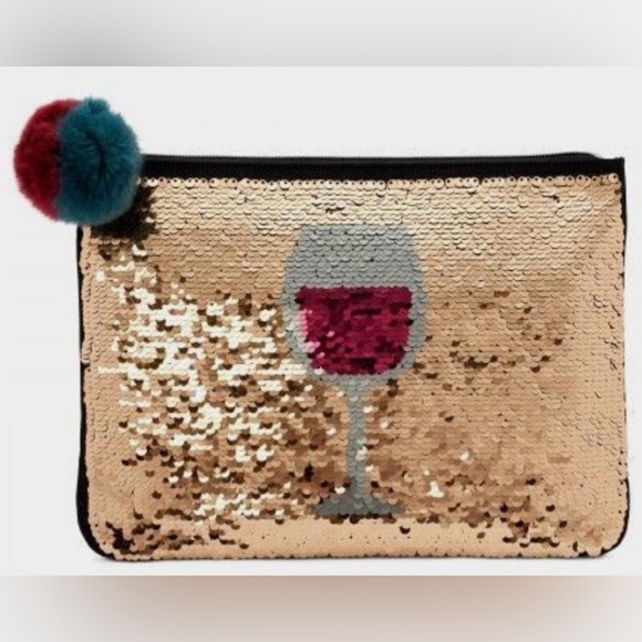 Stella & Dot Accessories - Stella & Dot Sequin Cosmetic Pouch Wine Glass 🍷